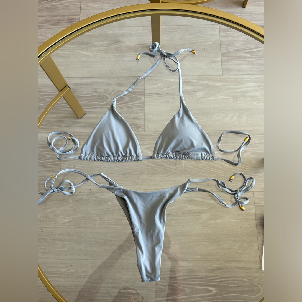 Grey Colored String Bikini Set